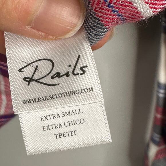 Rails Hunter White Blue & Red Plaid Button Down Blouse - Picture 5 of 7